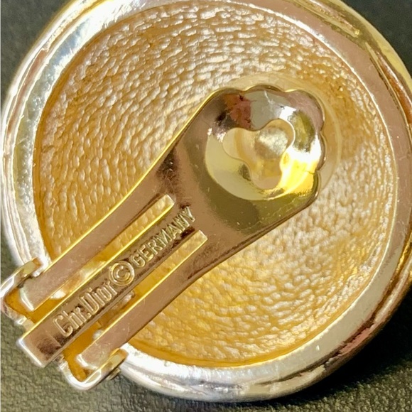 Christian DIOR Germany Vintage Gripoix Earrings w/ Glass Cabochons ~RARE~ COA - Picture 7 of 7